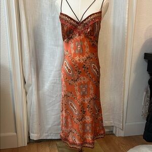 Ticci Tonetto Orange Paisley Midi Dress.